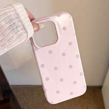 Ốp điện thoại chống rơi họa tiết chấm bi hồng tối giản, thời trang và đa năng, quà tặng mùa xuân. - Hồng - Xem 7