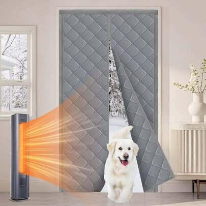 1 Tấm/Rèm cửa cách nhiệt từ tính mùa đông - Phù hợp với cửa có kích thước 91.44x208.32cm (96.52x213.36cm), giữ ấm, chắn gió, chắn mưa và cách âm trong mùa đông, thích hợp làm rèm cửa cách nhiệt cho cửa trước/bếp/phòng ngủ, rèm cửa cách nhiệt mùa đông, rèm cửa từ tính [Màu xám]