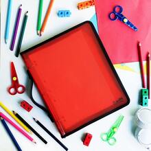 Zipper Binder A4 3O Ring 25mm With Carry Handle Translucent Red