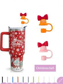 2/8 pezzi Coperture per cannucce natalizie in paglia, coperture per cannucce riutilizzabili, carine coperture per cannucce, coperture per cannucce in silicone senza plastica, coperture per cannucce kawaii per le vacanze