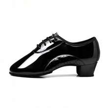 Latin Dance Soft Bottom Mid-Heel Patent Leather Standard Ballroom Dance Shoes