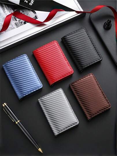 Carteira Masculina, Porta-Cartões RFID, Capa de Cartão de Crédito de Metal Anti-Roubo, Carteira Masculina, Compartimento de Cartão de Crédito de Abertura Automática, Carteira Dobrável Magnética com Três Dobras, Design de Recuperação Rápida de Cartão, Adequado para Uso Comercial e de Lazer, Presente de Ação de Graças e Presente para Família e Idosos. Clipe de Cartão de Liga de Alumínio Durável para Uso Diário, Estilo de Presente da Moda | Estojo de Cartão de Estilo Minimalista | Clipe de Cartão Resistente e Durável