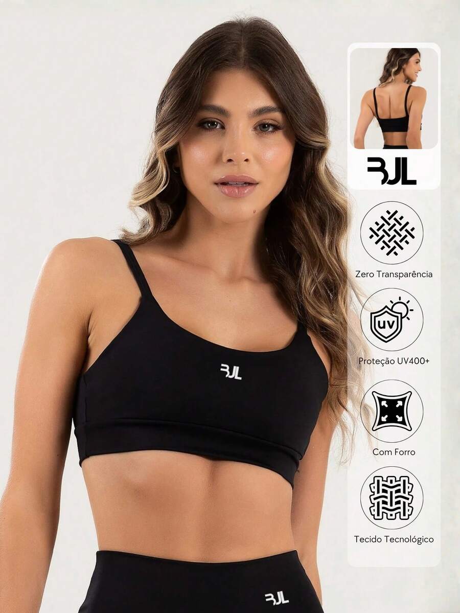 Women's Fitness Strap Top ZERO TRANSPARENCY Basic With Lining, Entry For Training, Gym, Yoga, Bodybuilding - Black - View 1