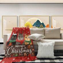 1 pătură personalizată cu model de Crăciun, perfectă pentru a adăuga căldură în sufragerie sau birou sau ca pătură decorativă. Această pătură de călătorie versatilă este un cadou ideal pentru orice anotimp și un accesoriu excelent pentru decorul casei.