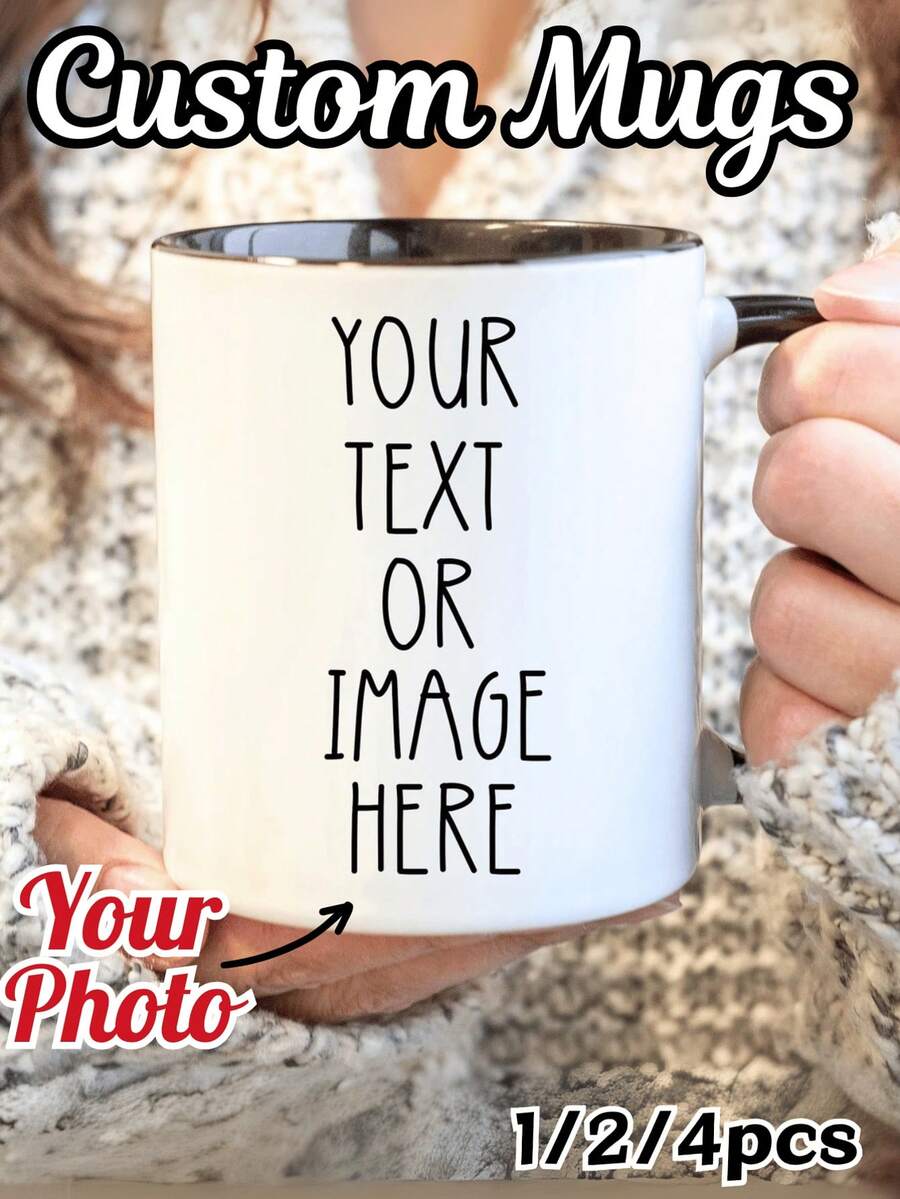 1/2/4pcs Photo Mug Personalized Custom - Memorial Keepsake Cup, For Loved Ones, Pet Memory Gift, Best Friend Present, Unique Design Both Sides, Gift Ready Packaging, Custom Photo Mugs, Personalized Photo Mugs, For Daily Coffee/Tea Drinks, Customizable Photo Mugs, Personalized Photo Mug Custom - 11oz/15oz Ceramic Cup With Your Picture, Heartwarming Gift