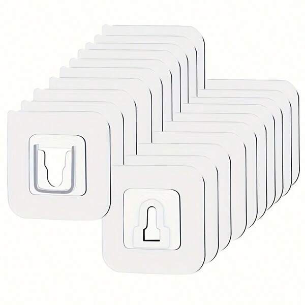 5/10/12/15 زوج من خطاطيف الحائط الشفافة ذات الصق مزدوج الجانب، قاعدة شفافة قوية للتثبيت بالشفط للتخزين في المطبخ والحمام، سهلة التركيب، حامل قابل للتعديل، صندوق تخزين المطبخ | خطاف شفاف | لاصق موثوق، خطاف المطبخ