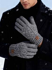 1pair Winter Double-Layer Fleece Gloves With Touch Screen Soft Skin-Friendly Knitted Gloves, Thickened Fleece, Windproof, Non-Slip, Warm And Cold-Resistant, Keep You Warm In Cold Weather. Perfect For Parties, Driving, Cycling, Hiking, Traveling, Outdoor Skiing And Halloween Accessories.Unisex