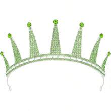 Tiara de la Estatua de la Libertad - Corona de metal tipo Renfaire para novia con picos, diadema para mujeres, disfraz de Renacimiento, Halloween - Plata con diamantes de imitación verdes - Ver 1