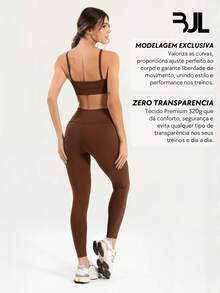 Women's Fitness Top And Leggings Set ZERO TRANSPARENCY Gym Comfort Running Suplex Premium Yoga Compression Modeling Volleyball - 鏽棕色 - 查看 4