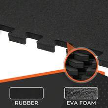SUPERJARE 0.4'' Thick 12 Pcs 48 Sq Ft Rubber Top Exercise Equipment Mats, High Density EVA Foam Mats With Rubber Top, Interlocking Gym Flooring For Home Gym, Protective Workout Mat, Black/Grey