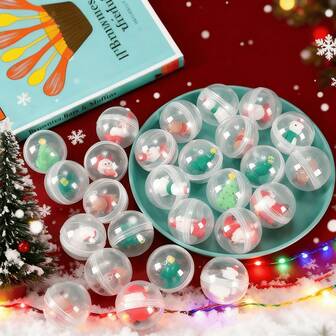 10个/套圣诞主题扭蛋玩具，迷你圣诞老人、驯鹿、雪人橡皮擦，透明球包装，可爱派对小礼物、圣诞袜填充物及课堂奖励。直径3厘米的迷你圣诞人物扭蛋，20多种圣诞老人/圣诞树/驯鹿造型新奇玩具，是完美的圣诞礼物之选（颜色随机）。圣诞装饰、家居圣诞礼物、圣诞装饰品