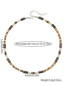 1 件男士波西米亚风格天然椰子壳串珠项链，适合日常休闲佩戴，男友礼物 - 彩色 - 查看 7