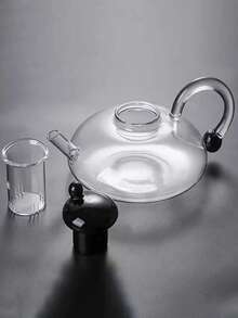 1-Piece Borosilicate Glass Teapot Set With Heat-Resistant Tape And Built-In Tea Strainer, Suitable For Loose Leaf And Flowering Teas, Ideal For Home And Restaurant Use