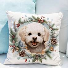 Poszewka na poduszkę w kształcie pudla w stylu retro, miękka poszewka z poliestru z zapięciem na zamek błyskawiczny, 45 x 45 cm, nadaje się do prania w pralce, nadaje się do wystroju domu i biura, prezent dla miłośnika zwierząt | Wygodny wzór z psem | Poszewka zapinana na zamek błyskawiczny