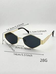 2pcs Women Fashion Glasses With Oval And Hexagonal Metal Frame New Vintage Style Polygon Glasses Daily Y2K For Beach, Vacation, Outdoor, Travel, Winter - 黑色 - 查看 4