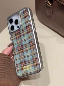 DECOPHONE Husă de telefon cu model vintage în carouri, compatibilă cu Apple 16 Pro Max, New Apple 17, Premium 15 Pro, Creative 13, complet acoperită 14, Niche 12, TPU 11, 8 Plus pentru bărbați, 7 pentru femei, husă XS Max.