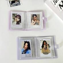 1 Album ảnh 3 inch, Bìa rời đựng ảnh trong suốt màu sáng dễ thương, Sổ dán nhãn nhỏ, Dễ tự làm, Hai mặt 30 trang với 60 ngăn, Khóa bấm, Chất liệu PP, Nhẹ và di động, Thích hợp để lưu trữ Thẻ ảnh KPop, Ảnh, Thẻ trò chơi, Thẻ ID, Thẻ tín dụng, Thẻ ngân hàng, v.v. - Trong sáng - Xem 3