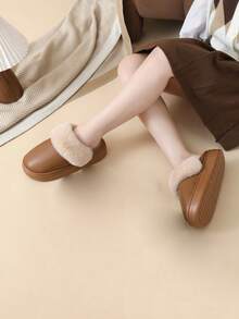 Scarpe impermeabili da donna per autunno/inverno, eleganti pantofole da casa in colore unito, casual e confortevoli con fodera morbida e soffice