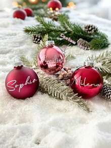 1 pièce Boule de Noël personnalisée, décoration de Noël personnalisable avec nom, boule de Noël, décoration de Noël personnalisée, boule de Noël avec nom de famille, boule de Noël personnalisée pour le Père Noël secret/décoration de sapin de Noël personnalisée avec nom/cadeau pour la famille ou les amis, couleur aléatoire - Multicolore - Voir 3