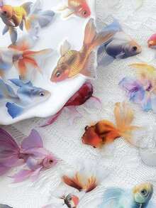 50pcs Goldfish Koi Fish Sticker Waterproof PET Transparent Decals For Kids Waterbottle Laptop Skateboard Guitar Fridge Phone Diary DIY Decorate Sticker - Nhiều màu - Xem 7