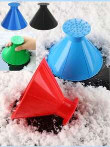 Raspador de hielo mágico para parabrisas de coche de 4 piezas - Diseño de embudo redondo, pala y cepillo para nieve, herramienta profesional para eliminar nieve/hielo del cristal - Decoración navideña, decoración de habitación de Año Nuevo para propietarios de automóviles - Multicolor - Ver 6