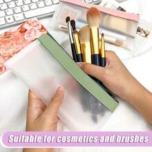 Clear Pencil Pouch Pencil Case With Metal Zipper Pencil Bags Marker Organizer Pen Storage Case Travel Cosmetic Makeup Pouch Stationery Toiletries Bag For Office 10Pcs