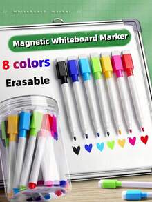 8 Colors Erasable Magnetic Whiteboard Marker Pen Blackboard Marker Chalk Glass Ceramics Office School Art Marker Stationery