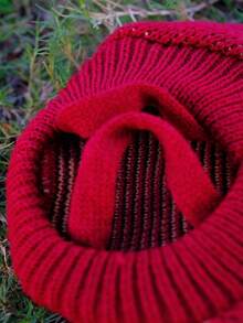 1 件像素熊宠物猫狗毛衣，冬季宠物服装 - 酒紅色 - 查看 4