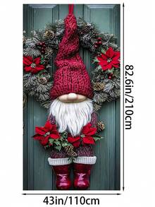 1 pezzo Ghirlanda natalizia con gnomo 2D, un ornamento da appendere con un nano, una ghirlanda natalizia da appendere alla porta, stampata con ghirlande e gnomi, con dettagli di cappelli lavorati a maglia e calze a righe, adatta per decorazioni natalizie, per casa, ufficio e porta, decorazioni natalizie e di Capodanno. (Senza ghirlanda)
