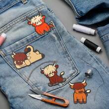 ZYDS 16 Pcs High Cow Iron On Patches High Cow Sew On Patches For Ho Fun C Animals Clothes Repair Iron On Applique For Clothes Backpack Eans Acket Ha Bags DIY Craf - màu nâu - Xem 5