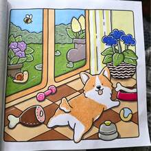 1本21x21厘米“狗狗时光”可爱成人涂色书，厚实不透明纸张，线条清晰，易于涂色 | 缓解压力的好爱好，适合朋友聚会和DIY创意活动，送给爱狗人士的完美礼物，也适合作为文具、学习用品，是送给女孩、情人节、新年礼物的理想之选。 - 狗狗時刻 - 查看 3