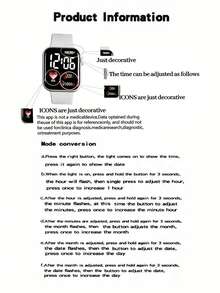 2 件套儿童卡通心形数字显示方形表盘电子表运动手环 LED 夜光礼物、情侣手表、情人节礼物 - 彩色 - 查看 7