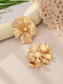 Nuevo conjunto de joyas de moda con brazalete de metal con diseño de flor, anillo, collar, aretes y broche, juego de accesorios - conjunto de joyas - Ver 15