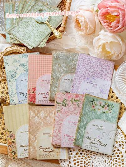 30 piezas por paquete de material decorativo de papel con textura de plantas y flores antiguas, adecuado para diarios de basura, revistas, tarjetas, manualidades DIY, embalaje de regalos, elaboración de carteles escolares y de revistas, papel de notas adhesivas, adecuado para estudiantes, amantes de los diarios, amigos, aniversarios, cumpleaños y fiestas, etc. como un regalo pensativo.