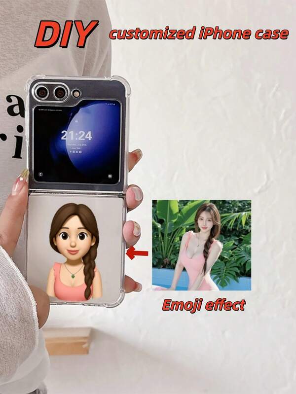 1 pieza Funda protectora transparente personalizada DIY, diseño personalizado, colorido, efecto, 3D, billete de dólar, escala de grises, arte de píxeles, desenfoque, pintura al óleo, compatible con Samsung Galaxy Z Flip 6, Galaxy Z Flip 5, Galaxy Z Flip 4, Galaxy Z Flip 3 Fundas de teléfono plegables, regalo de Navidad y Año Nuevo