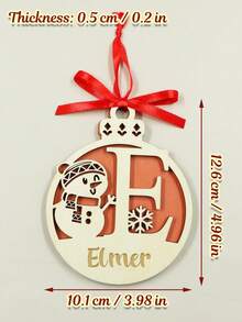 Personalisierte doppelschichtige Holz-Weihnachtsornamente, individuelle Namens-Weihnachtsbaumdekorationen, runde Schneemann-Schneeflocken-Weihnachtsdekorationen, individuell beschriftbare Weihnachtsgeschenke, Weihnachtsparty-Dekorationen, personalisiert, Weihnachtsdekoration für Zuhause, Weihnachten, Taschenanhänger, Mama, Papa, Familie, Freund, einzigartiges Geschenk