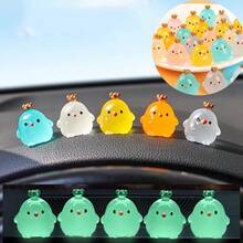 1/2/4 تمثال صغير لتاج الدجاجة الجميلة للسيارة، حيوان أليف مميز للسيارة، إضاءة ليلية الاستخدام كديكور داخلي للسيارة، عنصر ديكور للسيارة