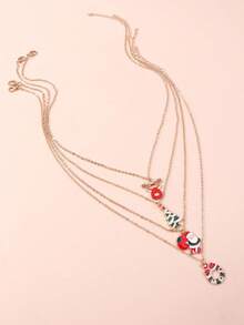 4pcs Minimalist Fashion Santa Claus, Christmas Tree Necklace Set, Suitable For Women's Daily Wear, Reindeer Wreath Choker Necklace