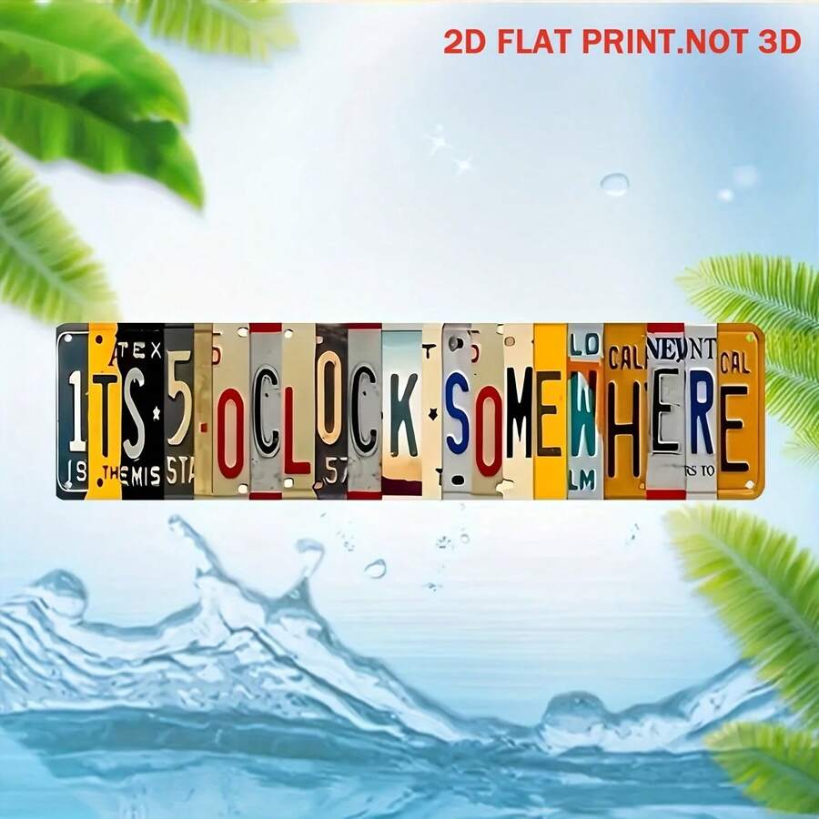 Local2D Flat, 1pc, Retro 16-Inch X 4-Inch Metal Wall Decoration - 'Special Edition Somewhere At 5 O 'clock' Fun Kitchen Sign, Unique Beverage Theme Tin Painting Suitable For Home/Cafe/Garage, UV Printing, Waterproof And Durable. - 金屬噴漆 - 查看 1