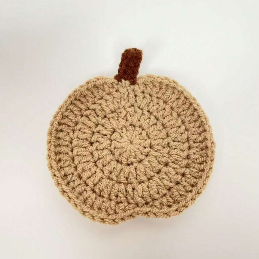 2PCS Halloween Pumpkin Coasters Handmade Knitted Yarn Heat Resistant