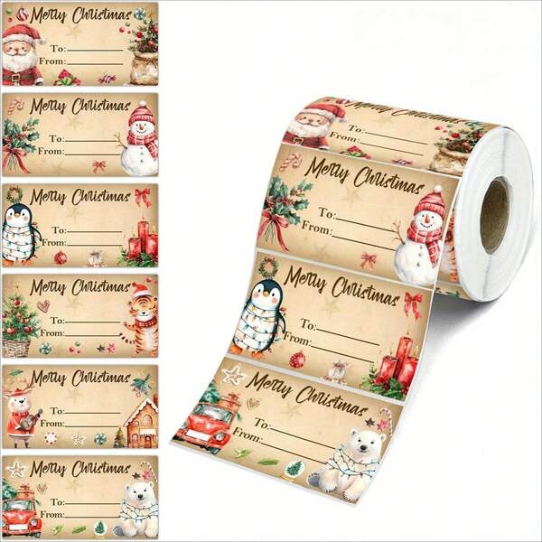 180 Christmas Gift Labels - Christmas Stickers With Santa Claus, Snowman, Reindeer, And Holiday Designs - Red And White Christmas Labels For Gifts, Cards, Decorations - Easy To Peel And Stick Applications - Christmas Party Gifts