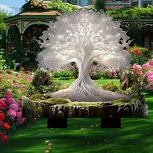 Árbol de la vida que brilla en la oscuridad - Decoración exterior duradera, resistente al agua y a los arañazos de acrílico para plantas en macetas, paisajismo, jardín y césped con iluminación de larga duración - Multicolor - Ver 5