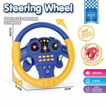 1pc Kids Simulated Driving Controller Spin Tune Interactive Music Steering Wheel Interactive Car Steering Wheel Toy Educational Activity Gift ABS Resin Assorted Colors No Batteries Included Type Rand