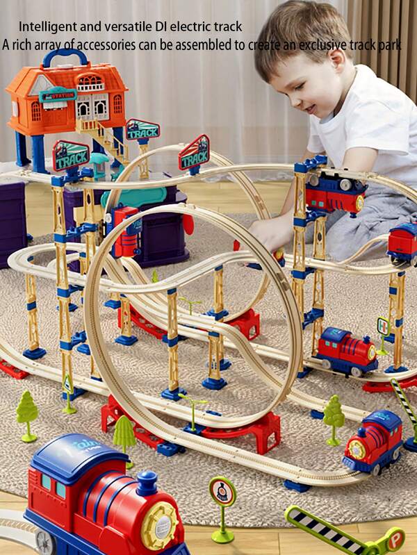City Adventure Track Toy Set, Transformable Train & Car, Educational Electric Toy Car, Children's Birthday Gift