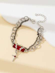 Starry Wrapped Rhinestone Titanium Steel Men Bracelet, New Design, Fashionable Accessory