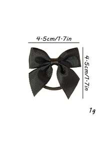 5pcs Kids/Youth Black Bow Hair Ties, Suitable For Everyday Use - Black - View 2