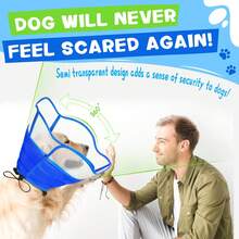 New Adjustable Small Dog Cone Collar Protective Cover, Post-Surgery Protection, Portable, Blue-Green Color - Blue - View 1