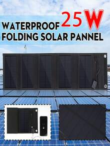 Monocrystalline Silicon Portable Solar Charger Panel, Featuring 5 High-Efficiency Photovoltaic Cells For Fast Charging, Specially Designed For Outdoor Emergency Use, Foldable For Storage In Carry Bag