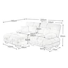 Cloud Corner Sofa For Living Room, Chenille Double Sofa With 2 Lumbar Cushions And 2 Decorative Pillows, Upholstered Sofa With Wide Armrests And Ottoman, Light Brown Chenille - 米色 - 查看 11