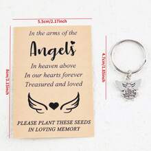 5pcs Angel Keychain Set, Circular Rings With Motivational Cards, Suitable For Bag Decoration, Gift For Family, Friends, Party, Appreciation, Motivation, Christmas, Classroom Rewards, New Year